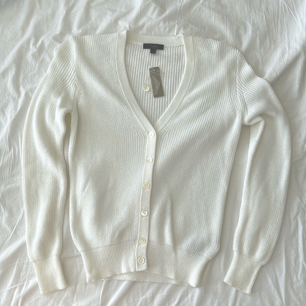 J. Crew Ribbed Metallic Cardigan Sweater NWT XS